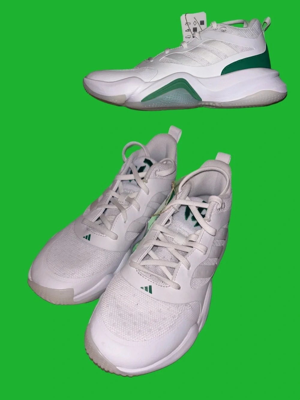 adidas White & Green Chunky Athletic Sneakers